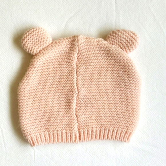 joe fresh blush pink knit baby bear hat - Picture 3 of 3